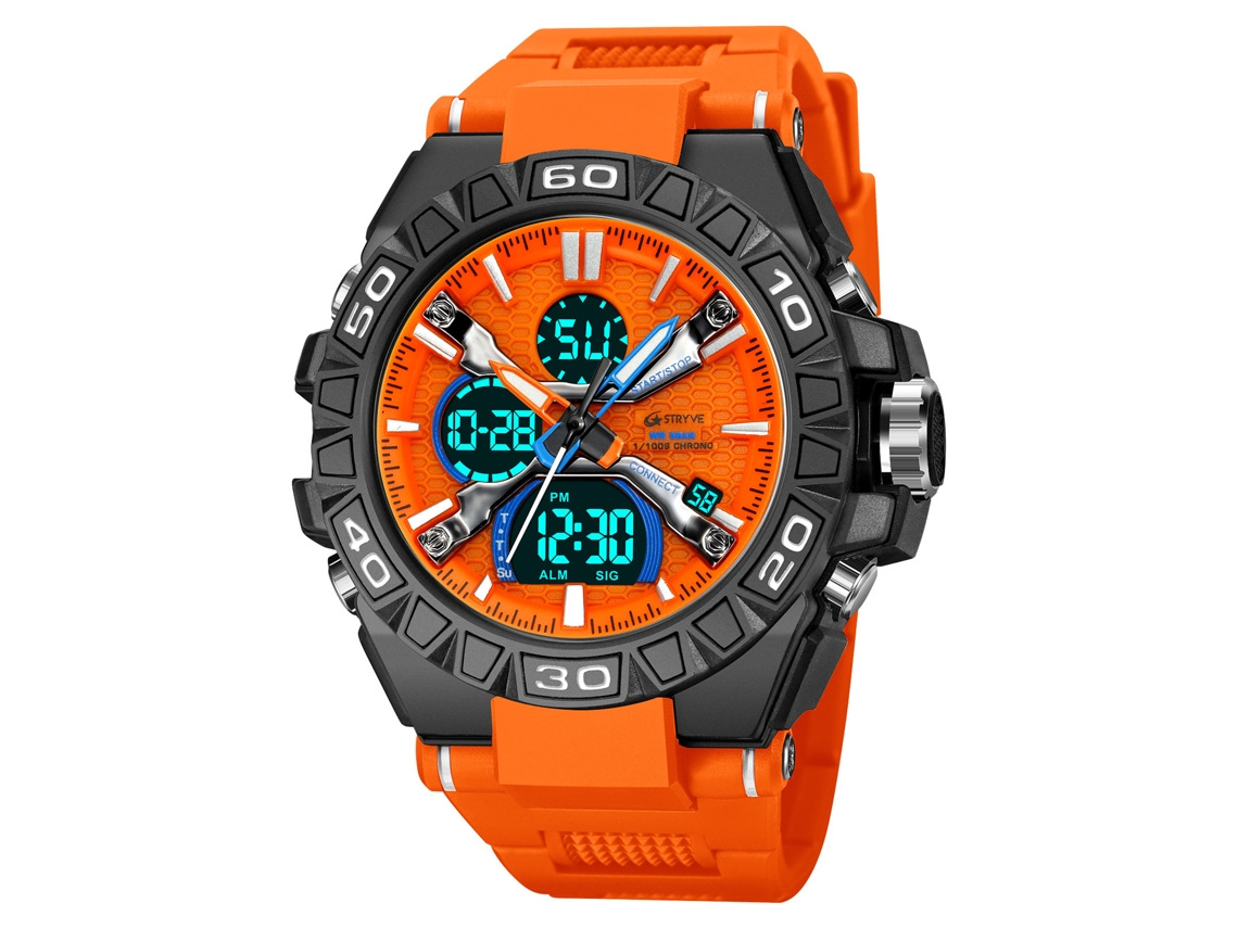 Reloj De Pulsera Deportivo Digital Luminoso, Resistente Al Agua Y Con Cronógrafo Multifuncional (naranja).