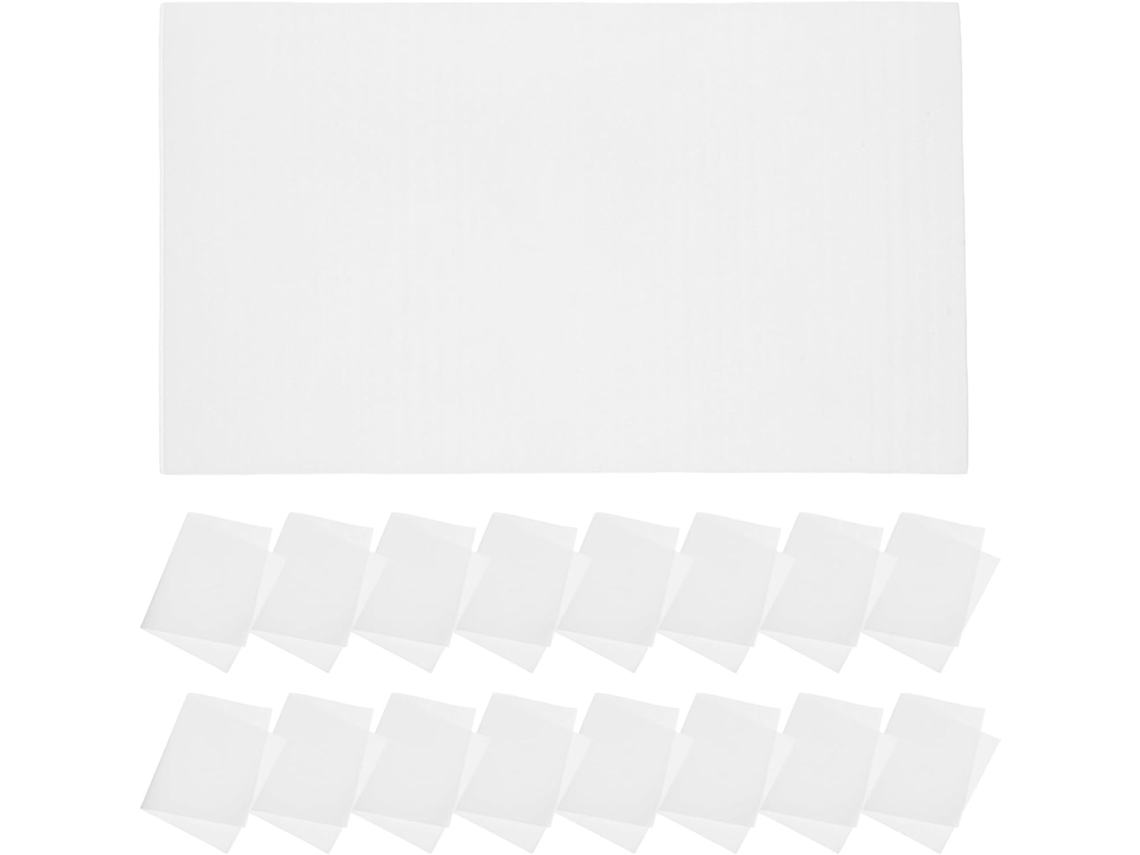 Paquete de 100 láminas de espuma de 15 x 25 cm, ideales para embalaje, transporte y mudanzas.