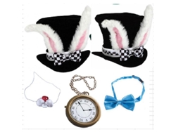 Disfraz De Conejita De Alicia En El País De Las Maravillas, Sombrero Blanco, Accesorios De Cosplay, Conjunto De 5 Piezas.