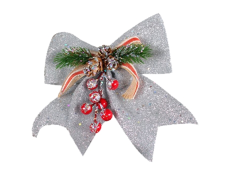 Lazos decorativos navideños para corona, guirnalda, árbol de Navidad, plateado