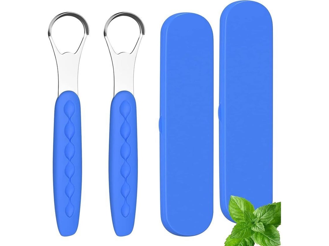 2 Raspadores De Lengua De Acero Inoxidable, Limpiador De Lengua (azul)