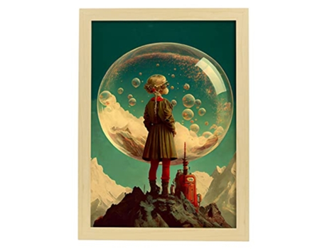 NACNIC Poster Burbujas En Estilo Surrealismo Cinematográfico Ilustraciones Y Grabados De Historieta Abstracta Y Artística A4 Marcos Madera