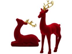Decoraciones Navideñas Renos Figuras Flocadas 2 Piezas Sentado Verde Fiestas Oficina Cocina Dormitorio