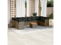 Conjunto de sofás de jardín de 11 piezas DKD Home Decor con cojines de mimbre gris