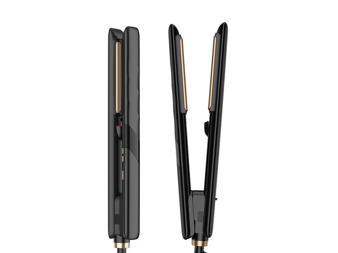 Plancha De Pelo Portátil Multifuncional (negra Y Dorada, Estándar Europeo) Con Función De Calentamiento.