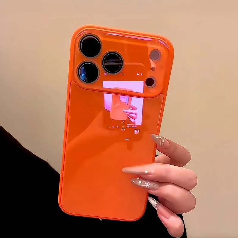 (hola Iphone 15 Pro Max Naranja) Funda Protectora Para La Cámara Del Iphone, Cubierta Trasera Rígida A Prueba De Golpes Con Cristal Templado.