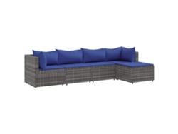 Conjunto de salón de 5 piezas con cojines en mimbre gris MAISON EXCLUSIVE