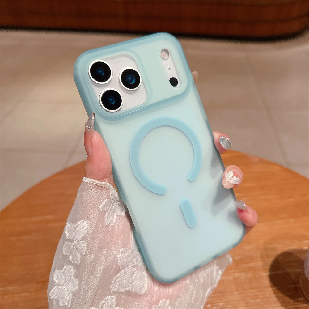 (iphone 13, Azul) Funda De Carga Inalámbrica Magsafe Transparente Mate Para Iphone