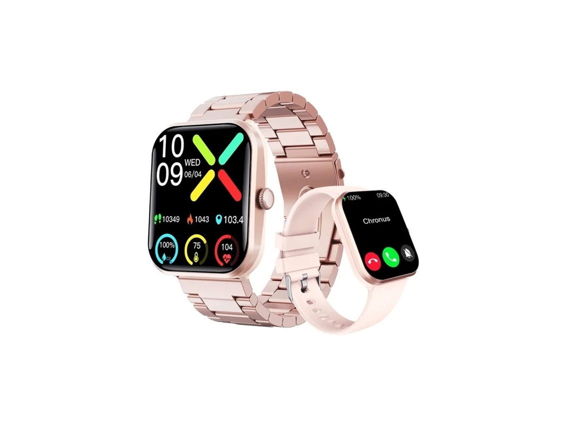 Reloj inteligente F96 para hombre y mujer, con luz roja SOS, monitorización no invasiva de oxígeno en sangre y azúcar en sangre, color rosa Bestvite