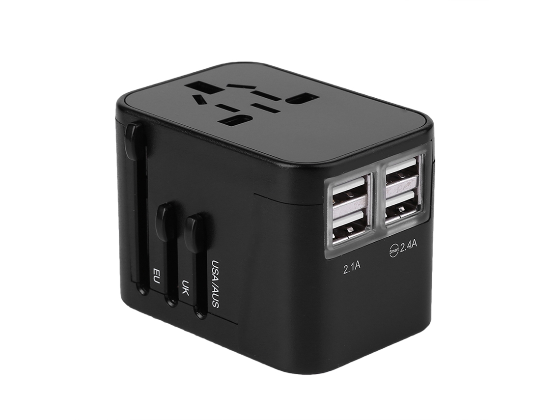 Adaptador Universal De Enchufe Para Viajes Con 4 Usb Para Cargador De Ee. Uu., Reino Unido, Ue Y Australia