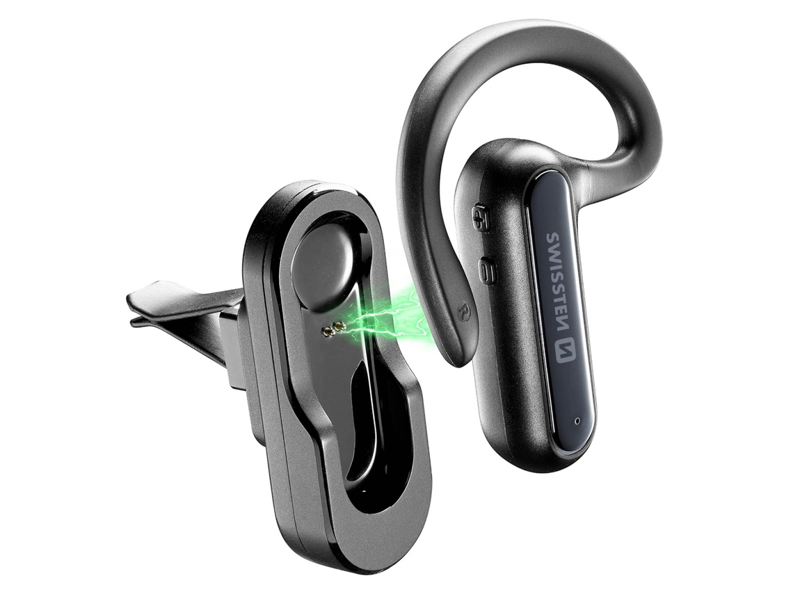 Auricular Bluetooth Swissten Dock Auricular, soporte de carga magnético incluido