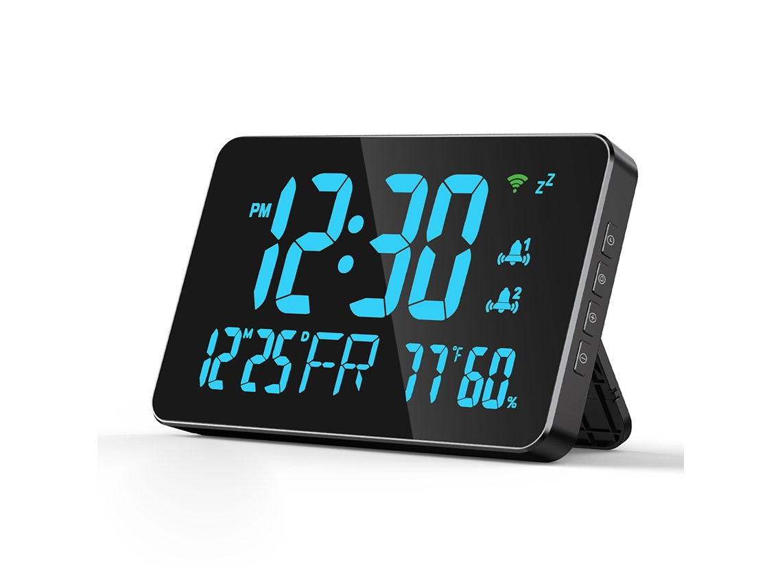 Reloj De Escritorio Wifi Tuya Con Termómetro Led Digital Y Medidor De Humedad, Calendario Inteligente Para El Hogar Y La Oficina.