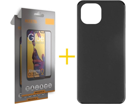 Kit Funda + 2 Protectores de Pantalla Apple iPhone 13 ACCETEL Liso Negro