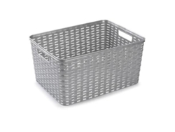 Cesta rattan 38.5x28.5 cm plata