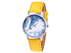 Reloj Pulsera De Cuarzo Para Hombre Y Mujer Con Dial Redondo Moda (amarillo)