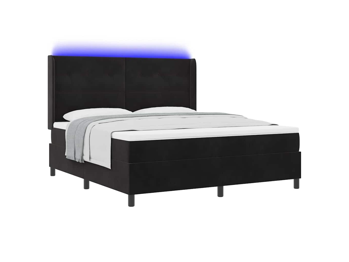 Maison Exclusive - Cama Tipo Box Spring Con Colchón Negro 180 X 200 Cm Terciopelo