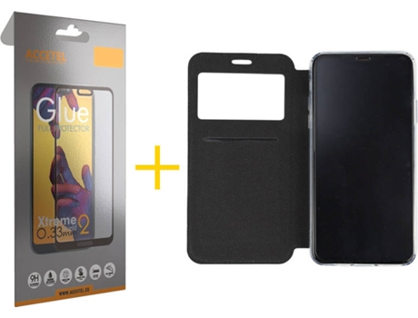 Kit Carcasa y Protector 1 X Cristal Full iPhone 11 Skyhe Gandy Flip Cover Negro