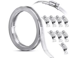 Abrazadera De Manguera De Acero Inoxidable 304 Ajustable Con Hebilla Largo 3.5m Para Tuberías Cables Tubos (9 Piezas)