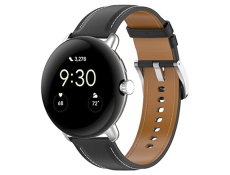 Correa para Google Pixel Watch Correa de piel con costuras en relieve en color negro VENISYMLIS