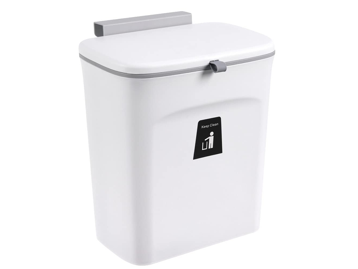 Basurero colgante de polipropileno con tapa hermética para un almacenamiento sin moscas de la fruta. Basurero multiusos para fregadero. Compatible con bolsas D-Trash.