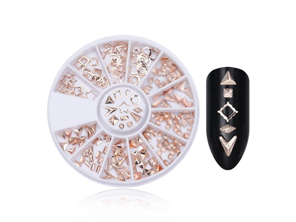Accesorios para uñas decoradas con pedrería, cristales y apliques de pedrería.