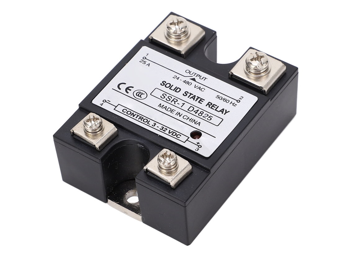 Módulo SSR de relé de estado sólido de CC a CA, 25 A, 24-480 VCA, ignífugo y antivibración.