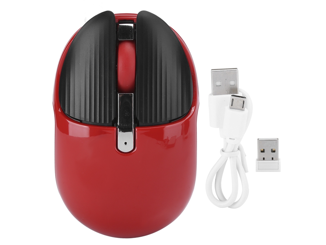 Ratón Inalámbrico Hxsj M106 2.4g, Recargable, Silencioso, 1200/1600 Dpi, Accesorio Informático, Rojo.