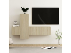 3 Pzs Pack de Muebles de Armario Tv Contrachapado Roble Sonoma
