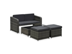 vidaXL Muebles jardín 4 pzas y cojines ratán sintético gris antracita