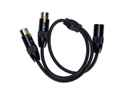 Cabo Divisor Xlr Macho Para 2 Fêmeas 3 Pinos Balanceado Microfone 0.5m Preto