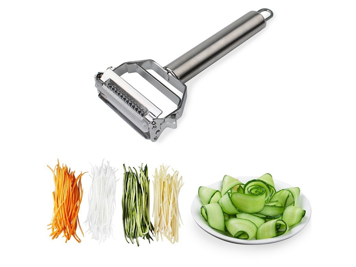 Pelador Y Rallador De Acero Inoxidable Con Cepillo De Limpieza Para Verduras, Frutas, Patatas Y Zanahorias.