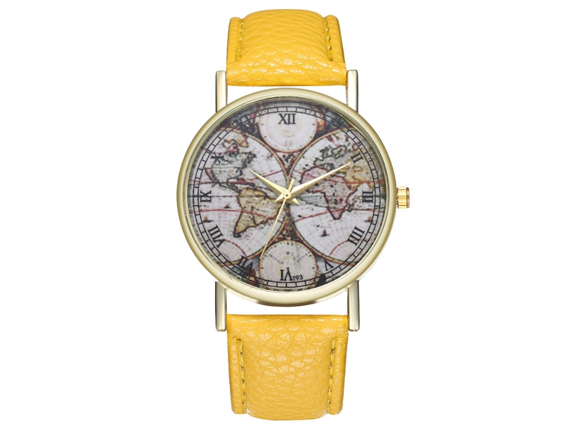 Reloj De Pulsera De Cuarzo Con Correa De Cuero Pu Zhoulianfa (amarillo) Unisex