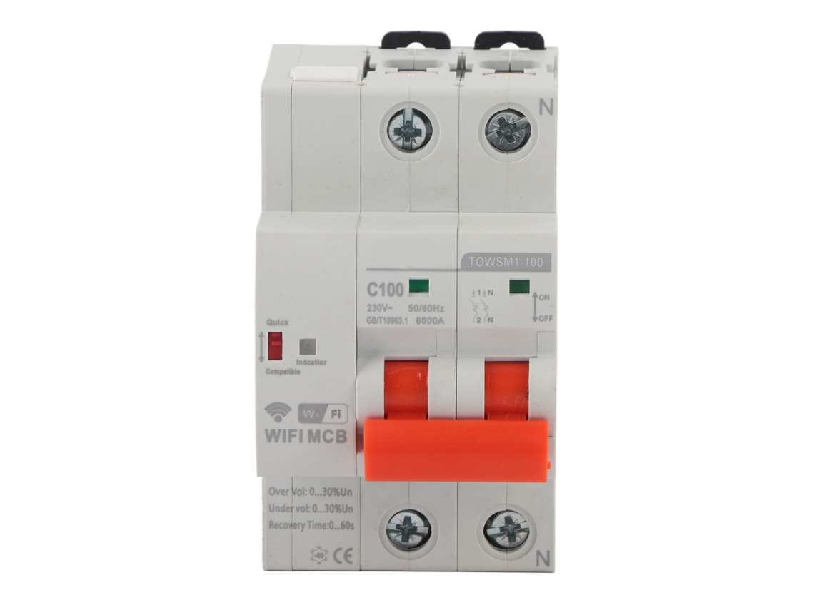 2026-interruptor De Circuito Inteligente Wifi 2p Din Rail Montaje 230v Para Hogar Fábrica Towsm1‑100