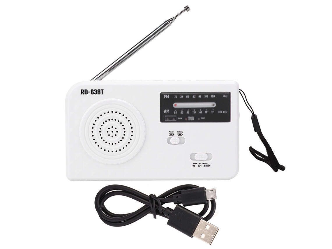 Radio Solar Portátil Con Asa Giratoria, Am/fm, Linterna Led Para Emergencias Y Carga De Teléfonos Celulares.