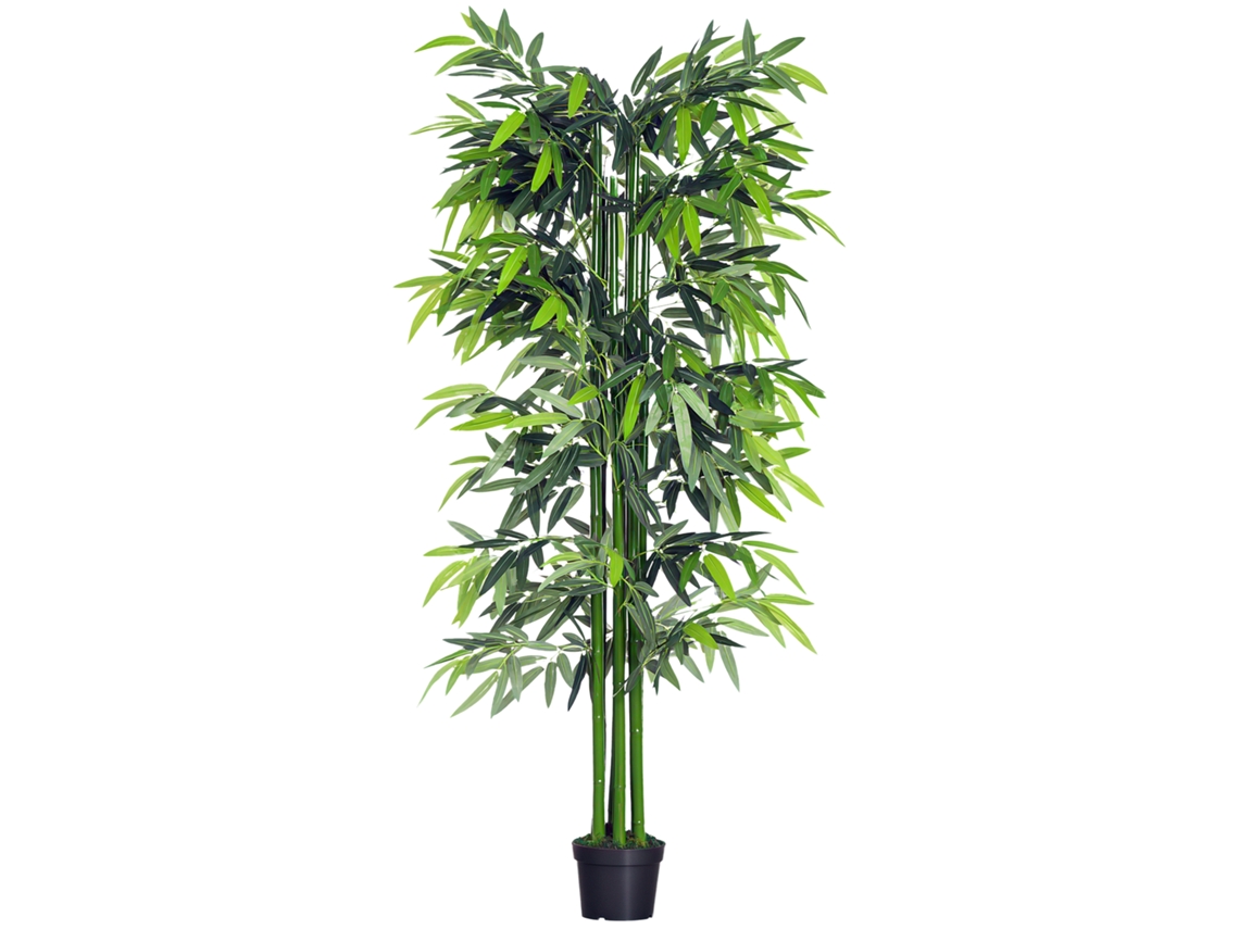 Bambú Artificial Xxl 1,8m Maceta Realista Negro Verde