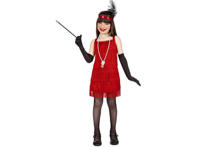 Disfraz de Niña DISFRAZZES Charleston Flecos Rojo (Talla: 3 a 4 años)