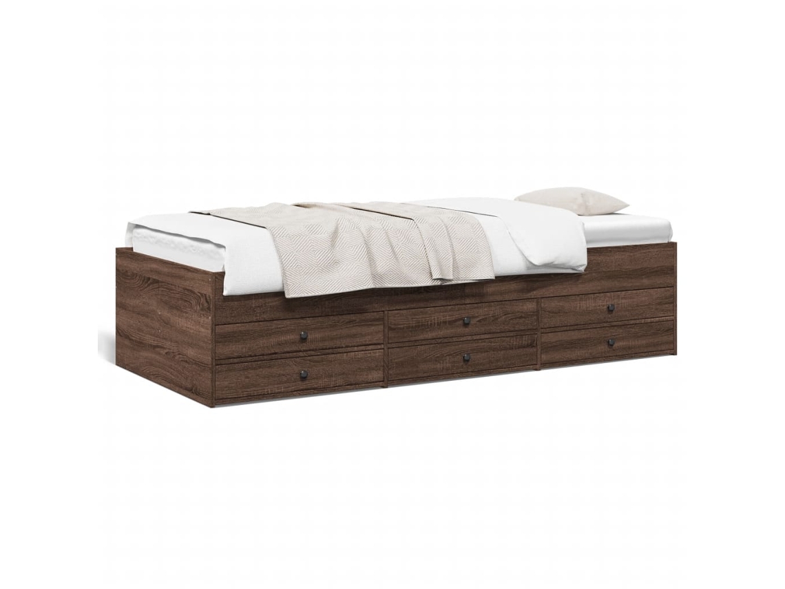 Maison Exclusive - Sofá Cama Con Cajones Sin Colchón Roble Marrón 90x200 Cm