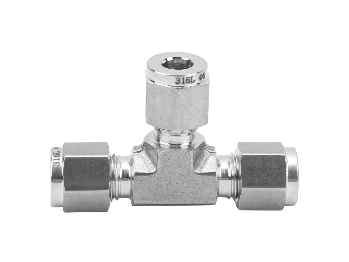 Conector T De Compresión Ferrulado De Acero Inoxidable 316 Diámetro Igual Ss‑600‑3ф6