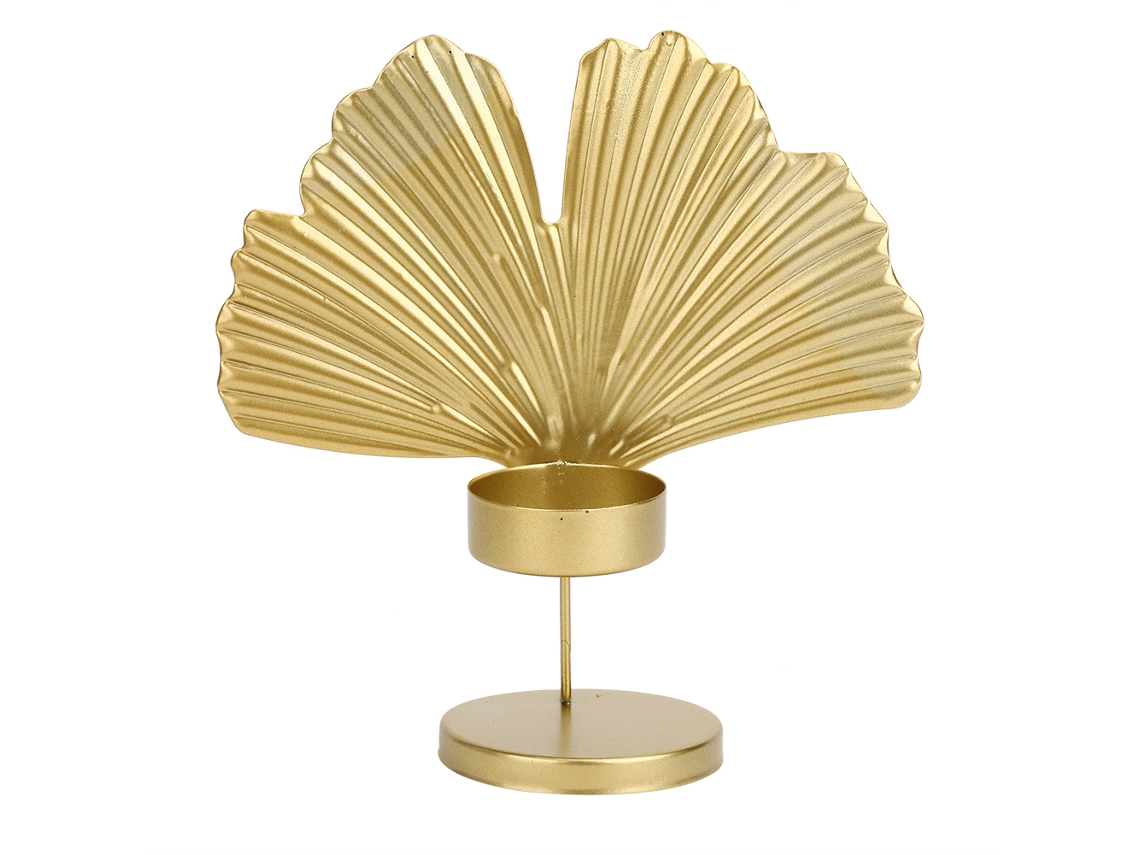 Soporte para Velas en Forma de Hoja, Base Dorada para Decoración de Mesa KOFIHETY
