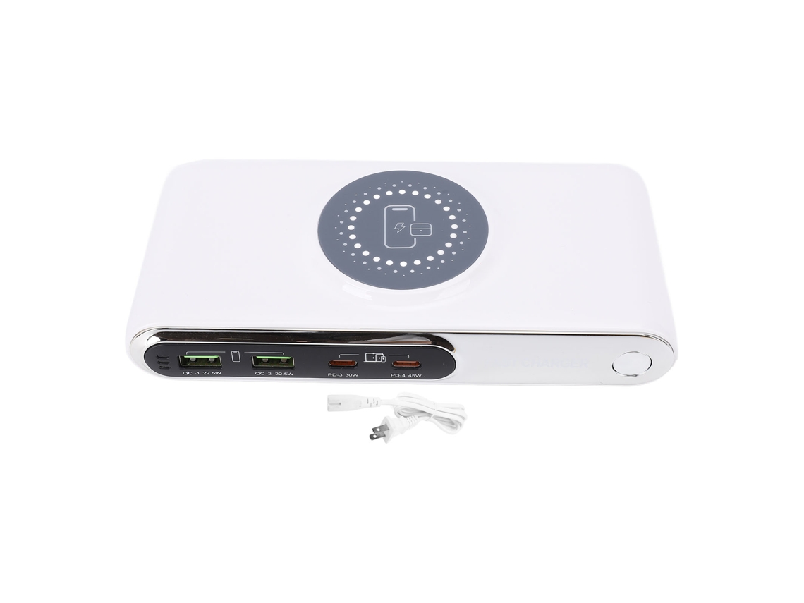 Estación De Carga Rápida De Escritorio De 72 W Con Múltiples Puertos Usb Y Carga Inalámbrica Mediante Enchufe Usb.