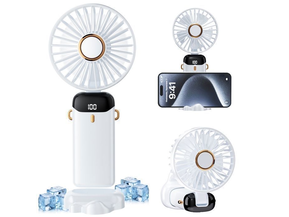 Ventilador portátil plegable Brilvibera, USB, externo, rosa.