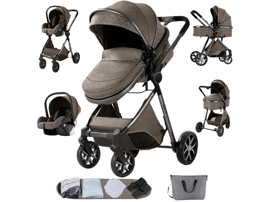 Cochecito de bebé, funcionalidad 3 en 1, diseño compacto y plegable, XV9-Chocolate