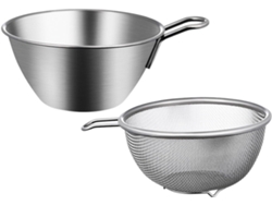 Colador de malla fina de acero inoxidable, tazón para mezclar, 2 piezas, colador de verduras, utensilio multifuncional CHABERLU