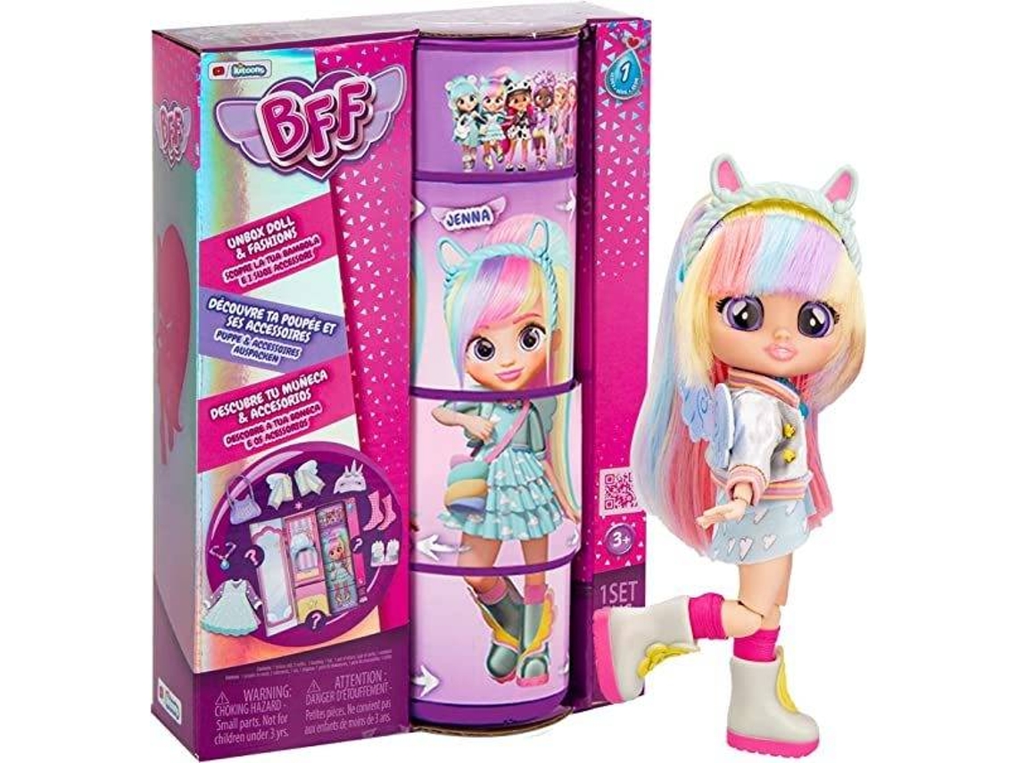 Muñeca BFF BY BEBÉS LLORONES Coleccionable Jenna Fashion con ropa y 9 accesorios