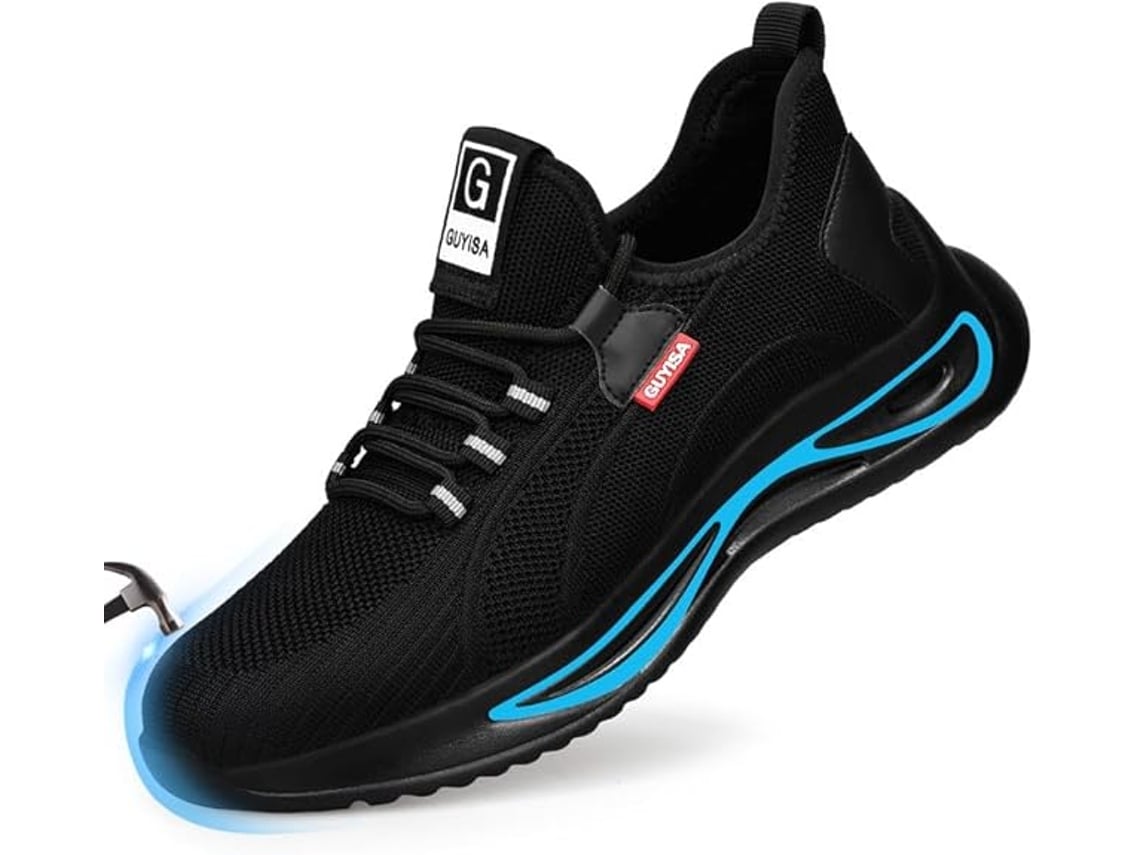 Calzado Con Puntera De Acero Para Hombre: Zapatos De Trabajo Para La Construcción, Ligeros, Cómodos E Indestructibles — Horma Ancha, Negro — Talla 39