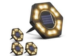 Luces Solares De Suelo, 4 Unidades Luces Solares De Disco Luces Solares Para Exteriores, 12 Luces De Jardín Iluminación L.