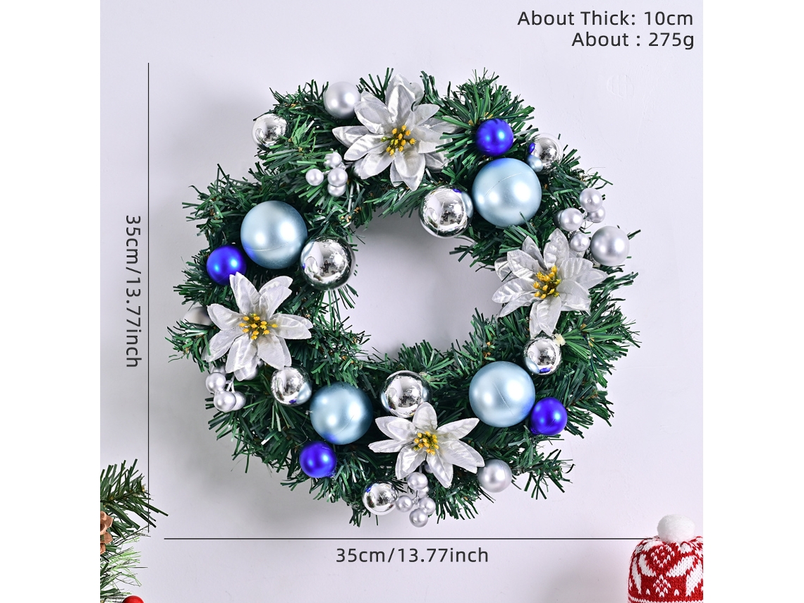 Corona navideña Xm 0033, 30 cm, ideal para decoración navideña. Siurn (12 pulgadas)
