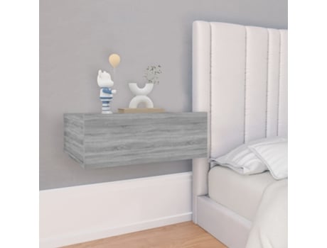 MAISON EXCLUSIVE Mesita de noche flotante madera contrachapada gris 40x30x15cm