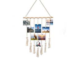 2026-exhibidor De Fotos Macramé Para Pared Decoración Boho Tejido Organizador De Imágenes Beige