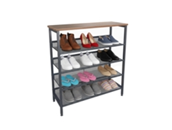 Estante Para Zapatos Relaxdays Industrial, 4 Estantes, Hbt: 85 X 80 X 30 Cm, Zapatero Con Efecto Madera, Negro/marrón